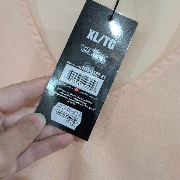 *3/$10* NWT BB Collection Sheer Ruffle Sleeve Blouse Blush Peach Size XL - Picture 3 of 7
